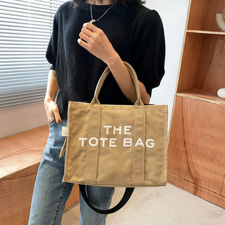 All Over Letter Print Tote Bag, Large Capacity Shoulder Bag