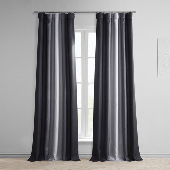 Parallel Grey Printed Linen Textured Blackout Curtain (1 Panel), Parallel Grey, 50W X 108L