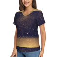 thumbnail image 2 of Vsdgher Gold Black Glitter Women Shirts V Neck Short Sleeve Tops T-Shirt Basic Tees, S to 3XLXX-Large, 2 of 5