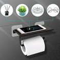 thumbnail image 2 of Toilet Roll Holder With Shelf - Self Adhesive - No Drilling - Stainless Steel - Black - Black, 2 of 4