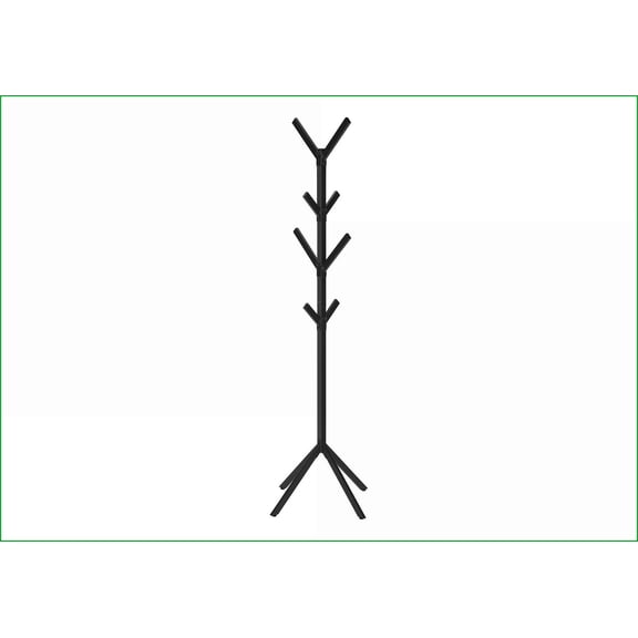 Coat Racks, 70” H Free Standing Modern Industrial Metal 8-Hook Coat Rack | Black | Metal