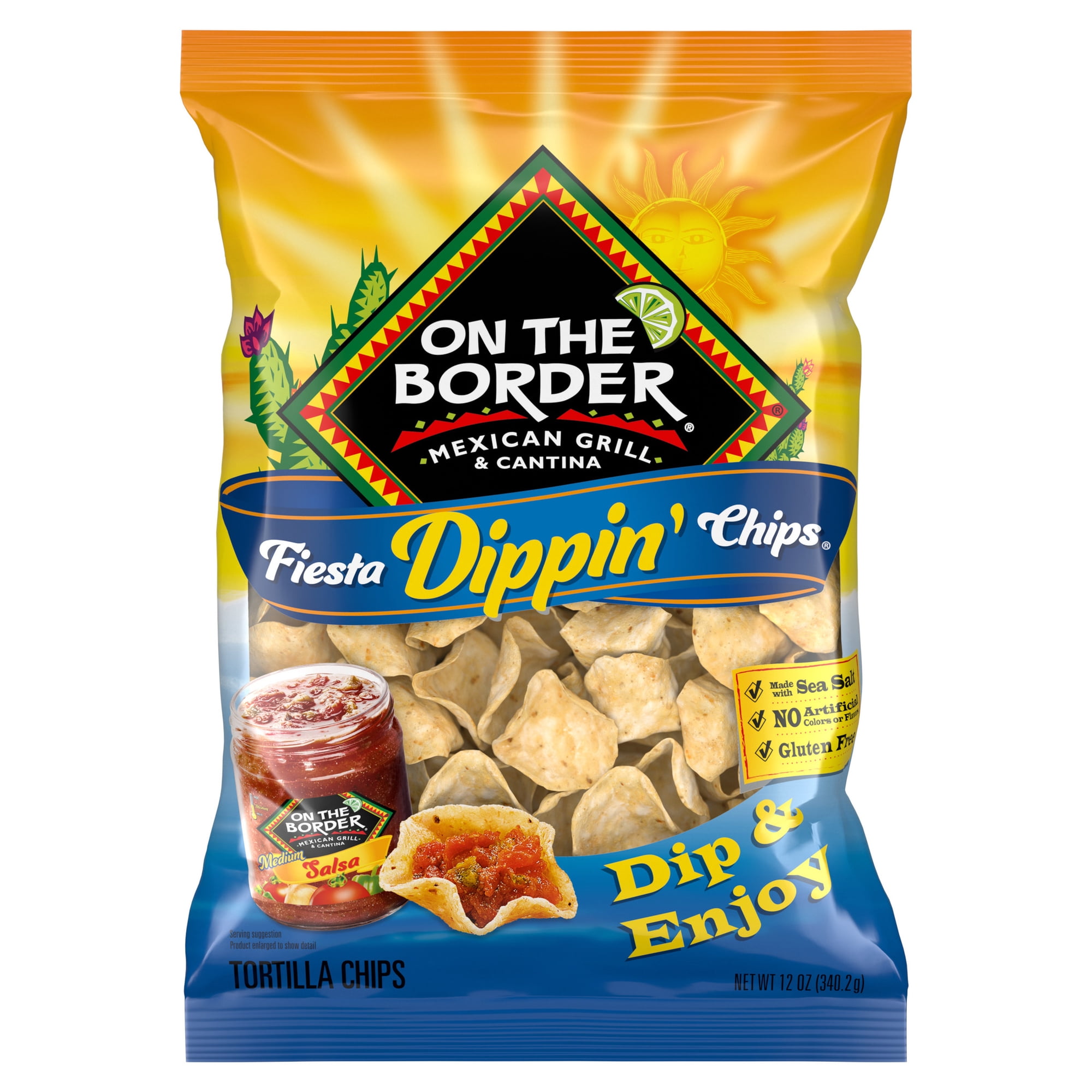 On The Border Fiesta Dippin' Tortilla Chips, Gluten-Free, 12 oz Bag