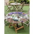 thumbnail image 4 of Outdoor Tablecloth with Umbrella Hole for Patio/Picnic/Party/Camping, Purple Lavender Waterproof Table Cloth Round Cover Washable, Spring Butterfly Daisy Watercolor Gray (Dia 60"), 4 of 8