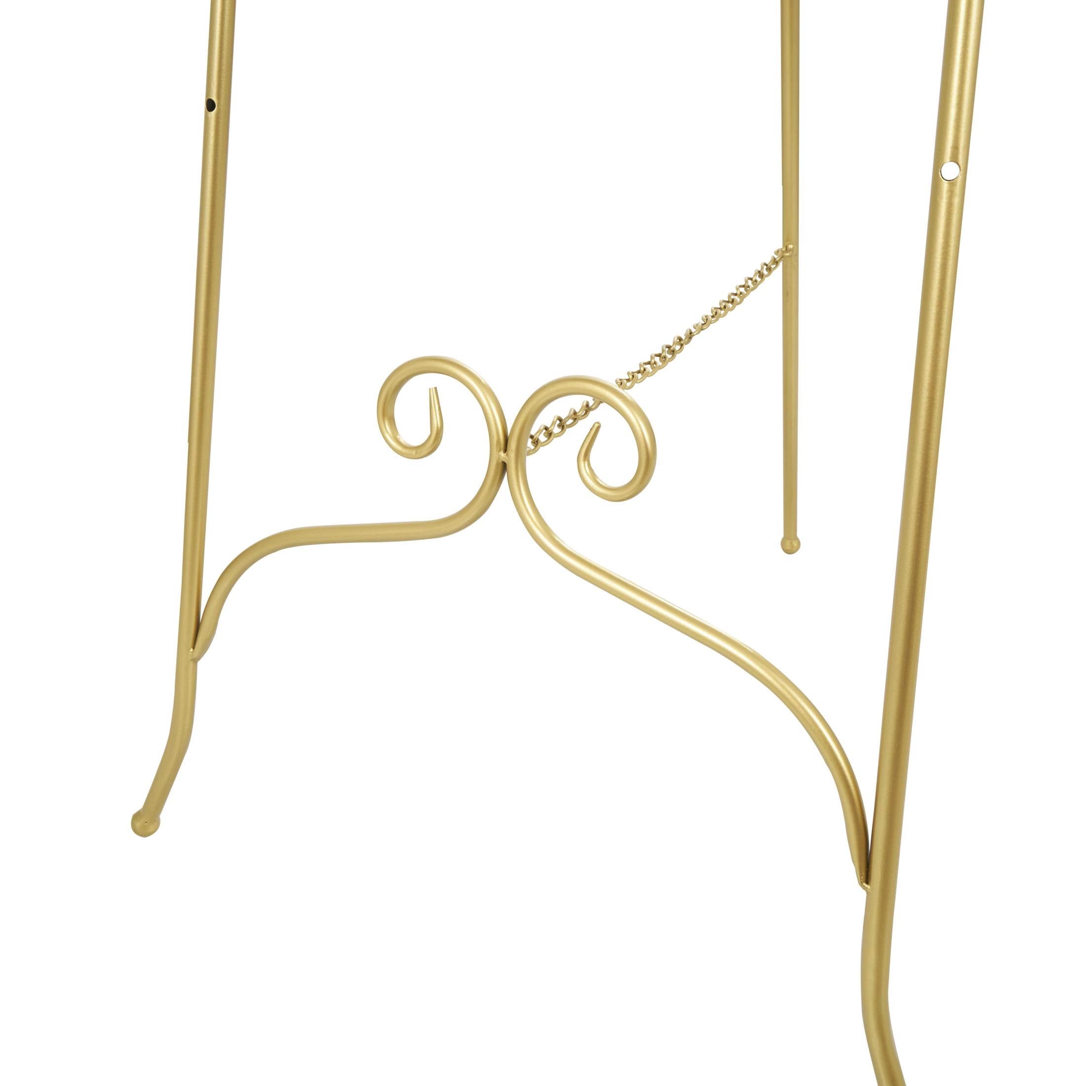 DecMode 21" x 63" Gold Metal Tall Adjustable Floor 3 Level Scroll Easel, 1-Piece