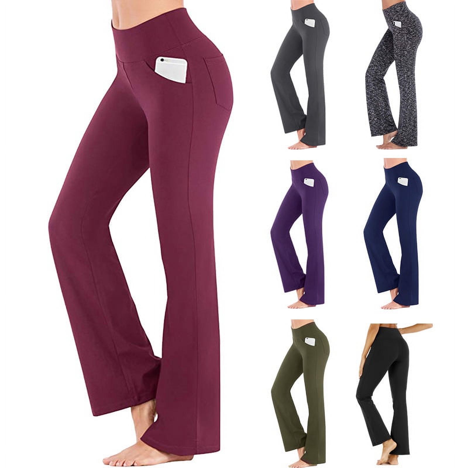 Bootcut Yoga Pants with Pockets for Women Wide Leg Pants High Waist ...