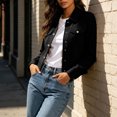 thumbnail image 6 of QIYAGBSA Jacket for Women Soft Turn Down Lapel Collar Button Down Long Sleeve Fall Winter Casual Outerwear Lightweight Warm Layer with Chest Pockets (Black, XL), 6 of 9