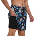 thumbnail image 2 of Kdxio Space Dog Print Men's Swim Trunks with Compression Liner 7 Inch Inseam Quick Dry Swim Shorts, 2 of 7