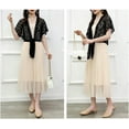 thumbnail image 4 of Municipal Sheer Shrug Tie Front Short Sleeve Lace Cropped Bolero Cardigan Floral Lace Shrug Top, 4 of 5