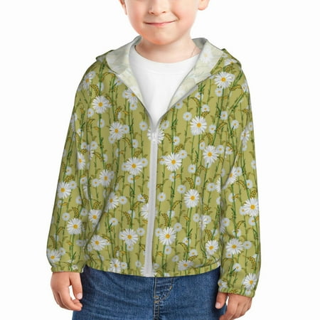 

Sun Hoodie for Kids Daisies Flowers Bouquet Long Sleeve Swim Fishing Shirts Sun Protection Zip Up Jacket Clothing Athletic Hoodie