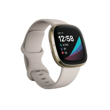 Fitbit Sense Smartwatch - Soft Gold Stainless Steel with Lunar White Band