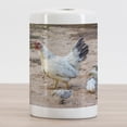 thumbnail image 2 of Hen and Chicks Ceramic Toothbrush Holder, Farm Themed Blurred Back Photo with Mother and Animals Print, Decorative Versatile Countertop for Bathroom, 4.5" X 2.7", Multicolor, 2 of 4