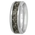 thumbnail image 2 of Mens Stainless Steel Gray Carbon Fiber Inlay 8MM Comfort Fit Wedding Band - Mens Ring, 2 of 4