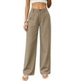 thumbnail image 2 of ClodeEU Women's Elastic Waist Straight Leg Pants With Pockets,Solid Color Casual Fashion Trousers ,Women's Plus XXL, 2 of 6