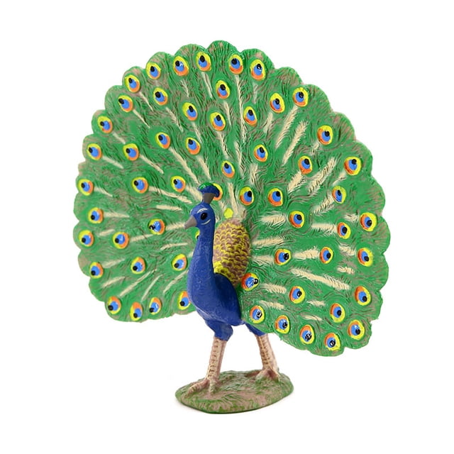 Modelo de animal de pájaro sólido estático de simulación para niños Adornos decorativos de pavo real Modelo de juguete de pavo real regalo