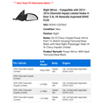 thumbnail image 2 of Right Mirror - Compatible with 2014 - 2016 Chevy Impala Limited Sedan 4-Door 3.6L V6 Naturally Aspirated DOHC FLEX 2015, 2 of 2