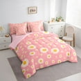 thumbnail image 3 of Manfei Cute Flowers 7-Piece Twin Bedding Sets,Kawaii Daisy Bedding Comforter Set,Yellow Pink Sheet Sets For Girls Kids,Ultra Soft Home Decor Reversible, 3 of 8