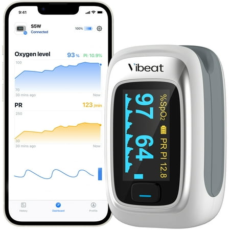 Vibeat Pulse Oximeter Fingertip,Bluetooth Finger Oxygen Monitor for Sport-Hiking/Running/Riding/Climbling/Yoga