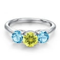 thumbnail image 3 of Gem Stone King 925 Sterling Silver Canary Mystic Topaz and Swiss Blue Topaz Engagement Ring for Women | 2.30 Cttw | Round 6MM | Gemstone November Birthstone | Size 6, 3 of 6