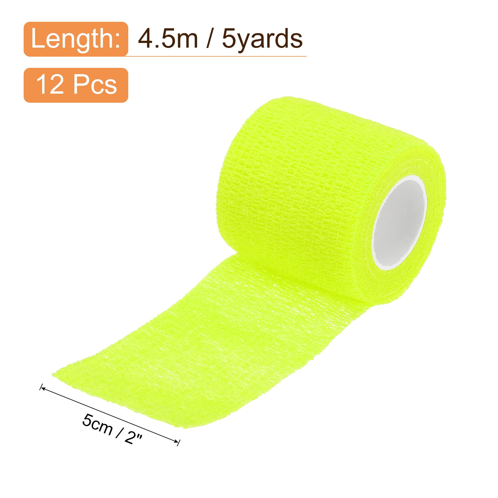 12 Rolls Adhesive Elastic Tape Elastic Bandage,2" x 5 Yards Wrap Stretch Wrist Knee Tape,Fluorescent Yellow