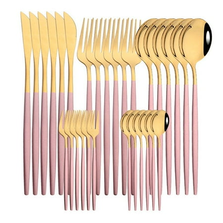 

UMMH Cutlery Set Stainless Steel Flatware Set 24/30Pcs Dinnerware Set Gold Knife Cake Fork Coffee Spoon Kitchen Silverware