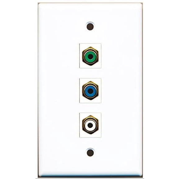 RiteAV - 1 Port RCA White and 1 Port RCA Green and 1 Port RCA Blue Wall Plate