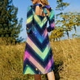thumbnail image 5 of Colorful Chevron Pattern-2 Dress Summer Dresses Woman Street Style Big Size Casual Dress, 5 of 9