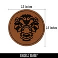 thumbnail image 2 of Fierce Monkey King Head 2.5" Faux Leather Round Engraved Iron-On Patch - Brown, 2 of 6