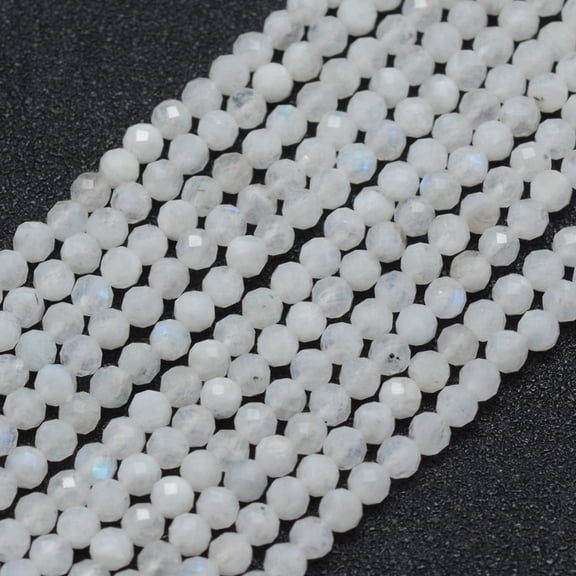 Natural Rainbow Moonstone Beads Strands Round Faceted 3mm Hole: 0.5mm about 113pcs/strand 15.35 inch(39cm)