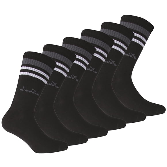 Calcetines de Tenis Unisex Diadora - Paquete de 3, Logotipo, Rayas Negro 43-46