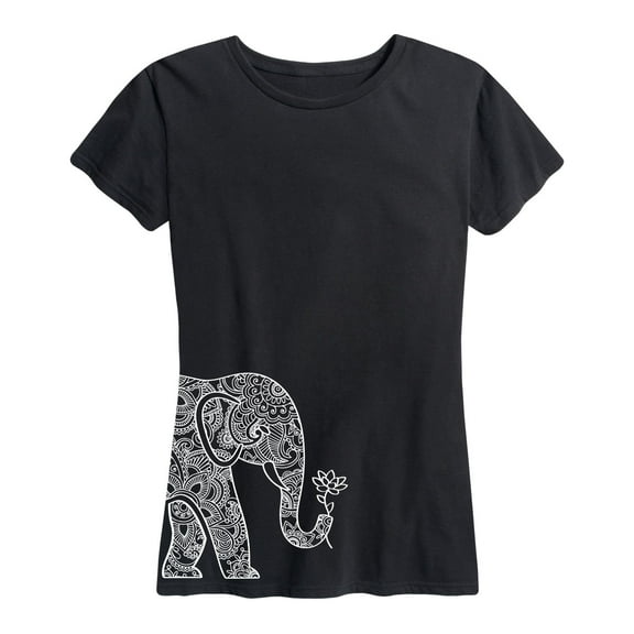 Instant Message - Elephant Holding Lotus - Women's Short Sleeve Graphic T-Shirt