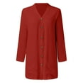 thumbnail image 2 of Baqcunre Plus Size Tops For Women Women'S Solid Color Top Long Sleeve Cardigan Top Light Coat (With Buttons And Pockets) Tops For Women 2023 Winter Coats For Women Red S, 2 of 6