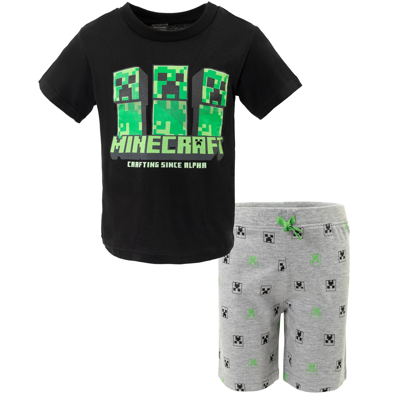 Minecraft Creeper Big Boys Graphic T-shirt And French Terry Shorts 