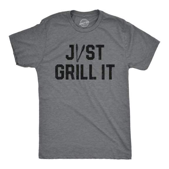 Mens Just Grill It T Shirt Funny Summer Cookout Grilling Tongs Text Tee for Guys Graphic Tees