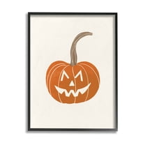 Stupell Industries Happy Jack-o-Lantern Smile Graphic Art Black Framed Art Print Wall Art, Design by Taylor Shannon Designs