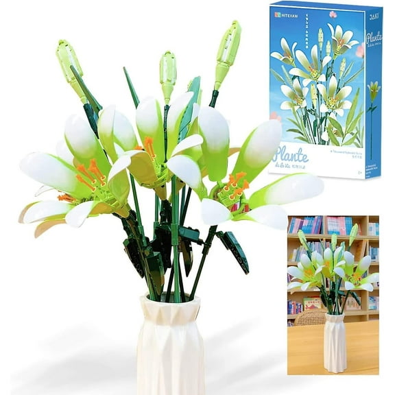 Lily Flowers Bouquet For Adults Building Set With Exquisite Packaging Box, Flowers Bouquet Botanical Collection Building