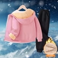 thumbnail image 2 of Girls' Hoodie Set, Children's 2 Piece -Lined Sweatpants and Zip-Up Long Sleeve Hooded Top, Drop Shoulder T-Shirt, Fall Winter School Athletic Clothing for Medium and Small Kids, 2 of 9