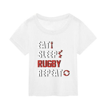 

Girls Athletic Shirts White Fans Sports Gift Summer Kids Character Letter Printing Short Sleeve Out Wear T Shirt 150