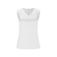 thumbnail image 4 of Women's Silk Satin Tank Tops V Neck Pleated Dressy Casual Sleeveless Blouses Summer Business Work Shirts Solid Color Tanks, 4 of 8