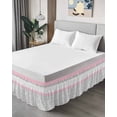thumbnail image 4 of Pink Grey Wrap Around Bed Skirts for Queen Bed 16" Drop,Bed Skirt with Adjustable Elastic Belt Dust Ruffle Bed Valance for Bedroom Chic Garden Floral Stripe Aesthetic Flower Boho Bed Frame Cover, 4 of 7
