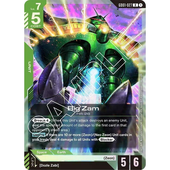 Gundam Newtype Rising Rare Big Zam GD01-027
