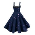 thumbnail image 4 of Valentine's Day Dress for Women Sleeveless Spaghetti A Line Strap Dresses Print Casual Scoop Neck Midi Summer Sundress Navy 2XL, 4 of 6