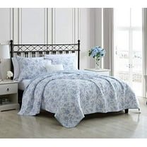 Laura Ashley Walled Garden 3-Piece Blue Quilt Bedding Sets, King