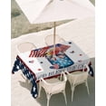 thumbnail image 3 of 60x84 Inch Outdoor Tablecloth with Umbrella Hole Zipper Rectangle Blue Red 4th of July Rectangular Tablecloths Outside Waterproof Independence Day Star Love Heart Patio Table Cover for Picnic Party, 3 of 8