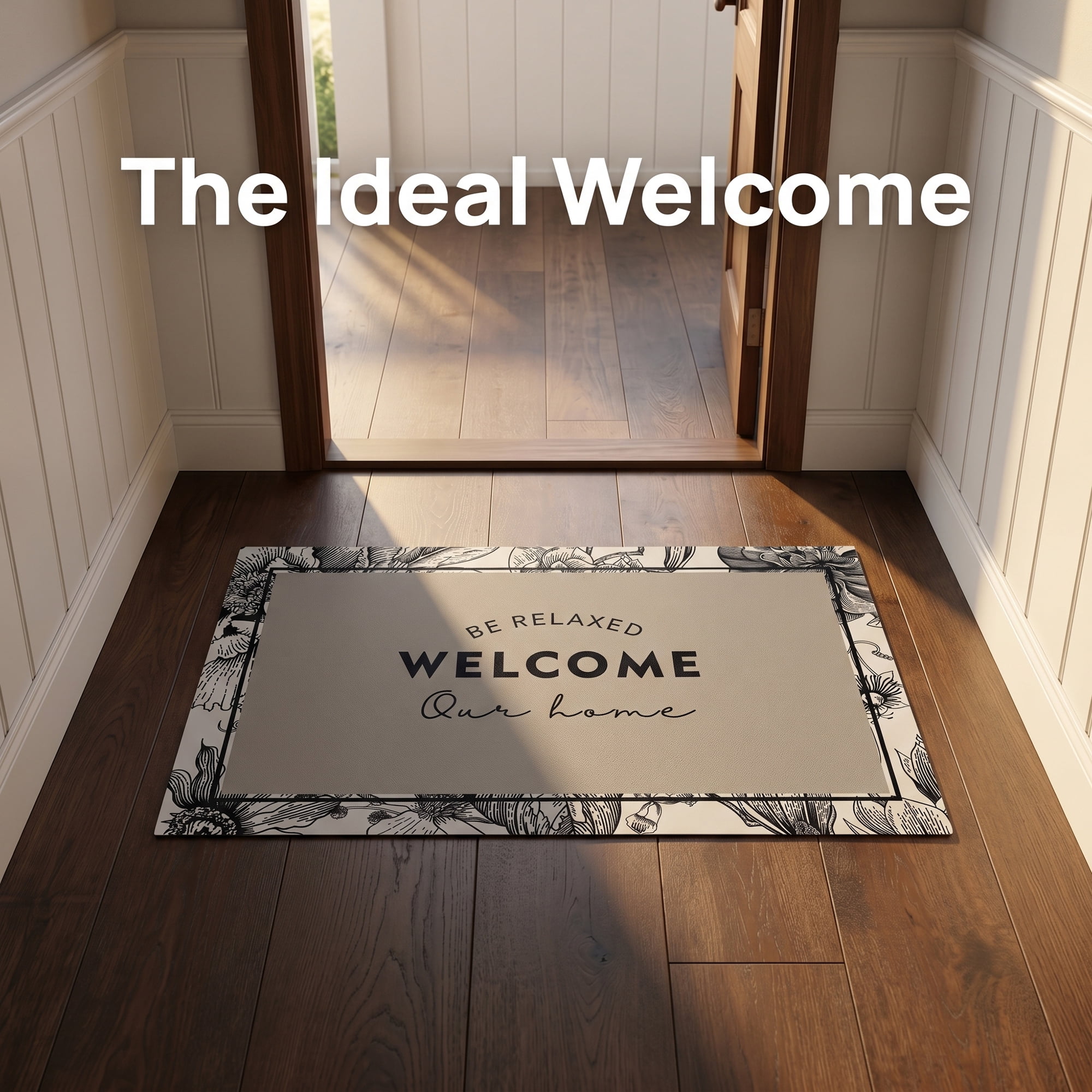 Unique Bargains Non-Slip Doormat for Front Door Waterproof Mud Scraper Rug Khaki 30" x 18"
