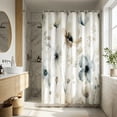 thumbnail image 4 of Watercolor Blue and Beige Floral Shower Curtain 72x72 inch, Soft Neutral Botanical Bathroom Decor with 12 Hooks, 4 of 6