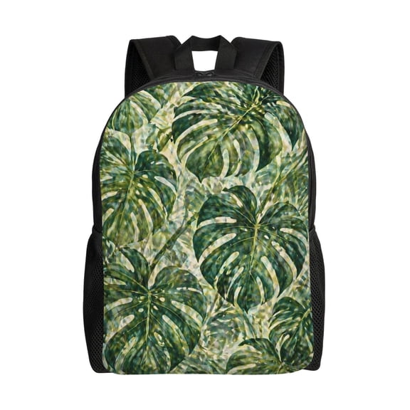 Monstera Leaf Tropical Backpack Full Front Print Travel Laptop Bag for Men and Women