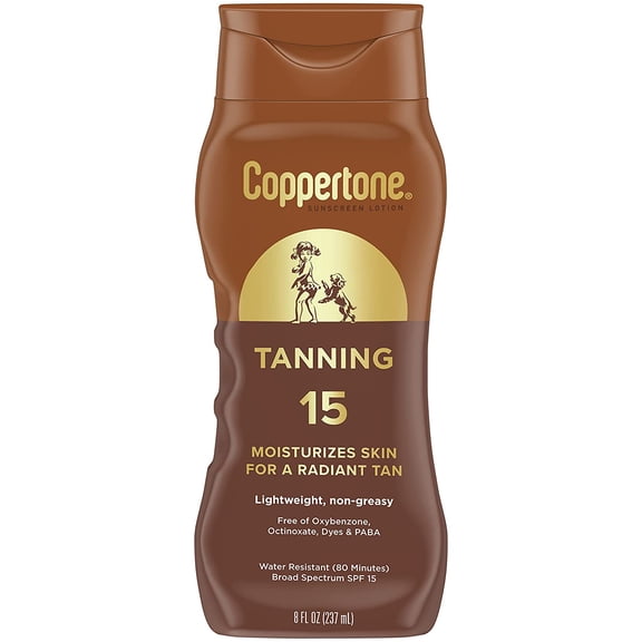 Coppertone Tanning Lotion SPF 15, Lightweight, Non-Greasy, 8 FL OZ