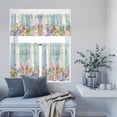 thumbnail image 6 of Kitchen Window Curtains Valance and Tier Set, Easter Egg Rabbit Wood Plank Rod Pocket Tier Curtain Valance Set, Spring Pastoral Flower Leaf Light Filtering Cafe Curtains for Bedroom Living Room, 6 of 9