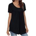 thumbnail image 1 of asdoklhq Womens Plus Size Tops Clearance Fashion Woman 0-Neck Short Sleeve Tops T-Shirt Summer Solid Loose Blouse, 1 of 8