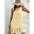 thumbnail image 5 of Women's Ruffle Hem Sleeveless Tank Dress Round Neck Casual Smock Summer Mini Dresses, 5 of 12